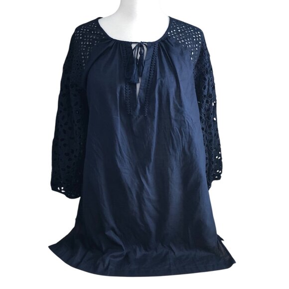 J. Crew Organic Eyelet Lace Tunic Dress Beach Cover Up - Picture 2 of 11